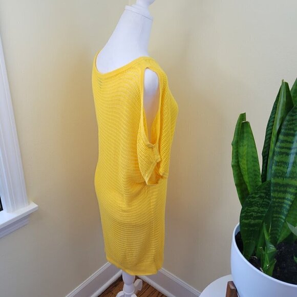 Torrid Open Stitch Cold Shoulder Yellow Dolman Sweater Sz 1X - Picture 6 of 13